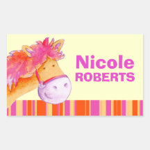 Girl id full name purple orange pony horse sticker