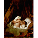 Girl In Bed With A Dog Playing By Fragonard, Jean- Acrylic Cut Out