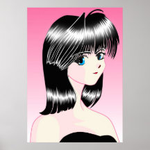 Girl in black and pink posters