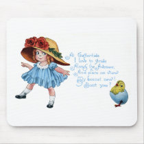 Girl in Bonnet & Blue Dress Vintage Easter Mouse Pad