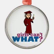 Girl in Cap and Gown Christmas Ornaments