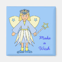 Girl in Fairy Costume -- Blue and Lemon Fridge Magnets
