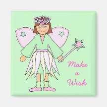 Girl in Fairy Costume -- Green and Pink Fridge Magnets