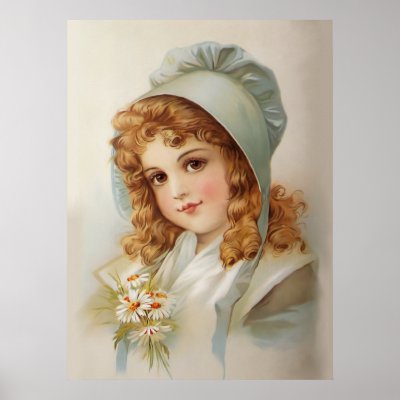 Girl in Green Bonnet Print by Memory_Lane