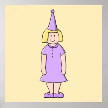 Girl in Lilac Colour Birthday Party Outfit. Print