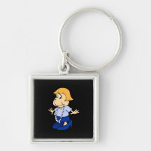 Girl in mommies pearls and shoes keychains