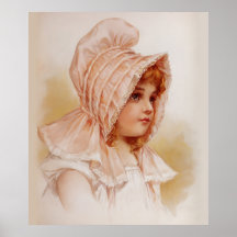 Girl in Pink Bonnet Print