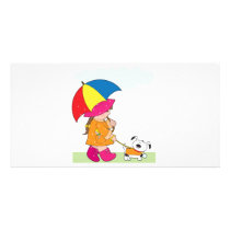 Girl in Rain Custom Photo Card