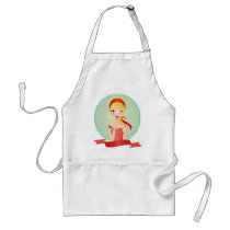 Girl in red aprons