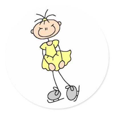 Girl In Yellow Ice Skater Sticker by stick_figures
