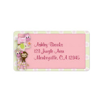 Girl Jungle Animal Baby Shower Address Label