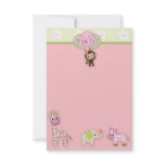 Girl Jungle Animal Baby Shower Thank You 3.5"x5" Invitation
