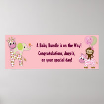 Girl Jungle Safari Baby Shower Banner