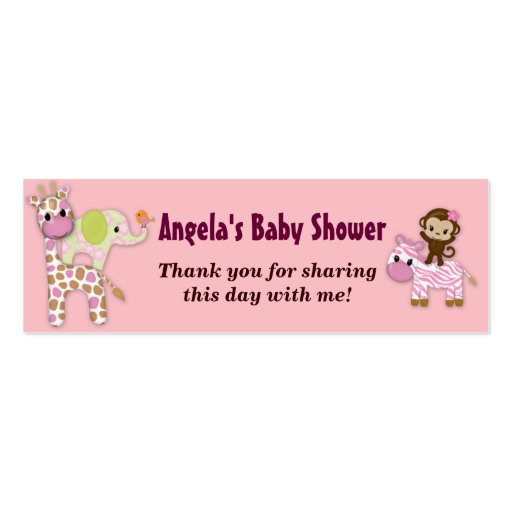 Girl Jungle Safari Baby Shower Favour Gift Tags Business Cards