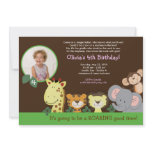 Girl Jungle Safari Zoo Animal Photo Birthday Custom Invitations