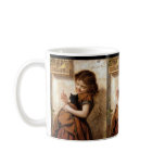 Girl, Kitty Cat & Bird - Vintage Painting Mugs