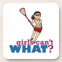 Girl Lacrosse Player in Red Beverage Coasters