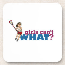 Girl Lacrosse Player Red Uniform Beverage Coasters