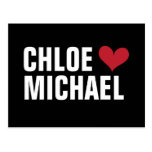girl loves boy - heart with names (black/red) post card