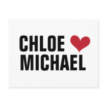 girl loves boy - heart with names (white/red)