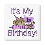 Girl Monkey 1st Birthday Tshirts and Gifts Refrigerator Magnets