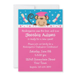 Girl Monkey Graduation invitations