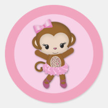 GIRL MONKEY Tu Tu Cute Baby Shower sticker TTC #9