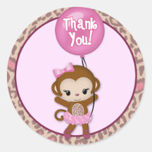 GIRL MONKEY Tu Tu Cute Baby Thank You #5 TTC Sticker