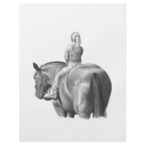 GIRL ON HORSEBACK: PENCIL ART: REALISM CUSTOM FLYER