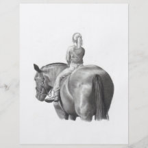 GIRL ON HORSEBACK: PENCIL ART: REALISM CUSTOM FLYER