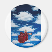 Girl on swing in clouds magnets