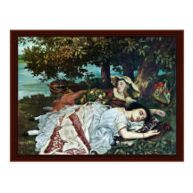 Girl On The Seine,  By Courbet Gustave Post Card