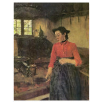 Girl On The Stove By Leibl Wilhelm (Best Quality) Letterhead Design