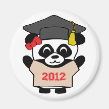 Girl Panda Beige & Red 2012 Grad Magnets