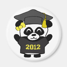 Girl Panda Black & Gold 2012 Grad Magnets