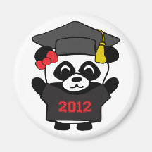 Girl Panda Black & Red 2012 Grad Fridge Magnets