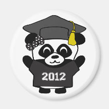 Girl Panda Black & White 2012 Grad Fridge Magnets