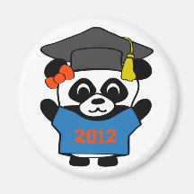 Girl Panda Blue & Orange 2012 Grad Refrigerator Magnets