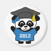 Girl Panda Blue & White 2012 Grad Fridge Magnet