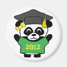 Girl Panda Green & Gold 2012 Grad Fridge Magnets
