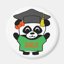 Girl Panda Green & Orange 2012 Grad Refrigerator Magnet