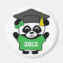 Girl Panda Green & White 2012 Grad Magnet