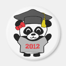 Girl Panda Grey & Red 2012 Grad Fridge Magnet