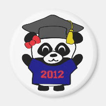 Girl Panda Navy Blue & Red 2012 Grad Magnets