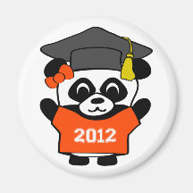 Girl Panda Orange & White 2012 Grad Magnets