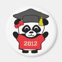 Girl Panda Red & Beige 2012 Grad Refrigerator Magnet