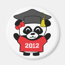 Girl Panda Red & White 2012 Grad Fridge Magnets