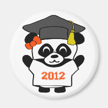 Girl Panda White & Orange 2012 Grad Magnet