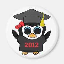 Girl Penguin Black & Red 2012 Grad Refrigerator Magnets