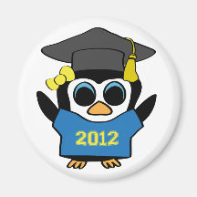 Girl Penguin Blue & Gold 2012 Grad Magnets